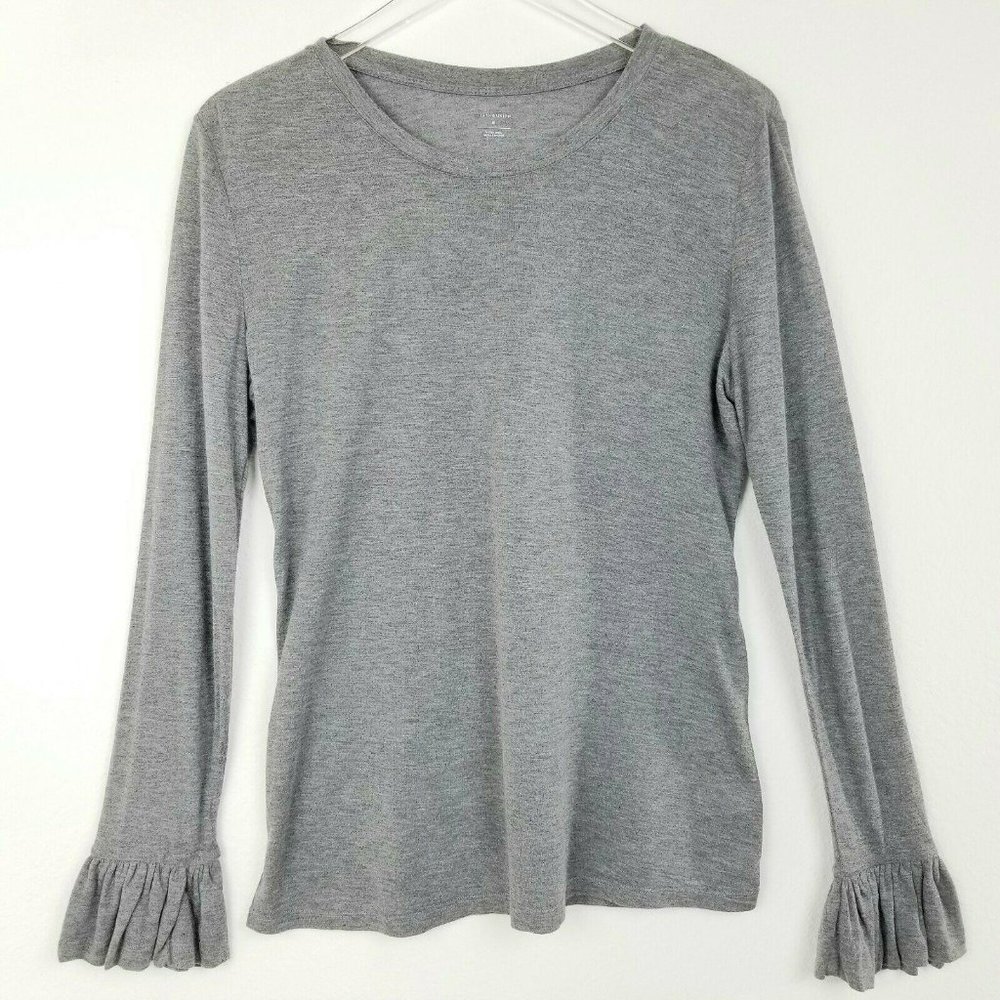 14th & Union Gray Scoop Neck Tee Long Flounce M